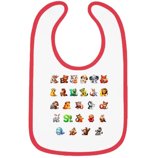 Cute Alphabet Animals ABCs Educational For Boys Girls Adults 1 Bibs