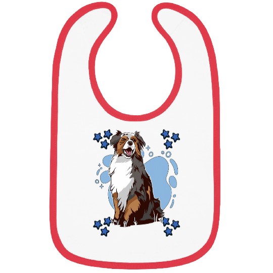 Mens Aussie Art Drawing Stars Boys Australian Shepherd Bibs
