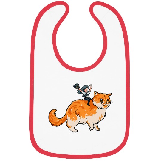 Tabby Red Cat Pilot Riding Aviation Flight Crew Fantasy Bibs