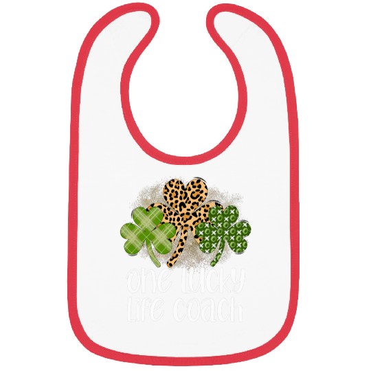 One Lucky Life Coachs St  Patricks Day Leopard Print Bibs