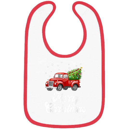 vintages Wagon Christmas Tree Red Retro Farmer Truck Vacation 21 Bibs