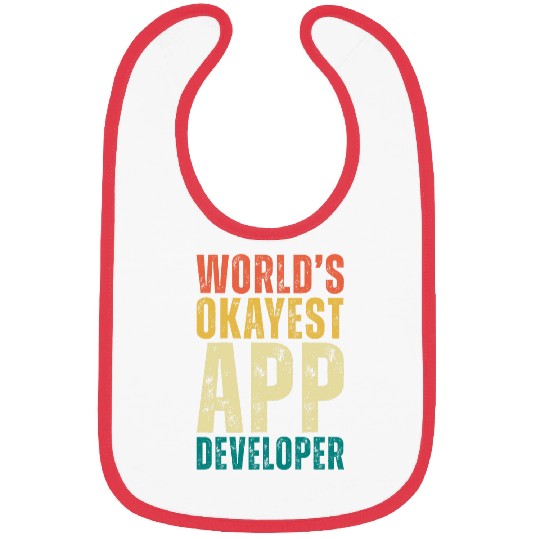 Retro Worlds Okayest App Developer Funny Programmer Bibs