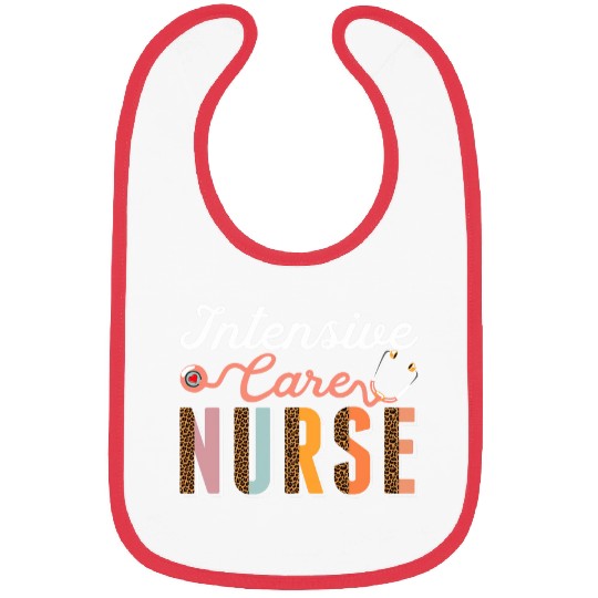 Intensive Care nurses ICU Stethoscope Leopard Cheetah Print Bibs