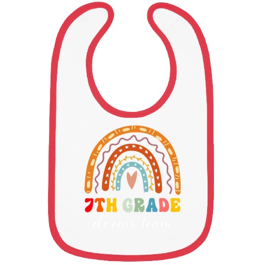 7th Grade Dream Team Boho Rainbow Teacher Back To School Bibs