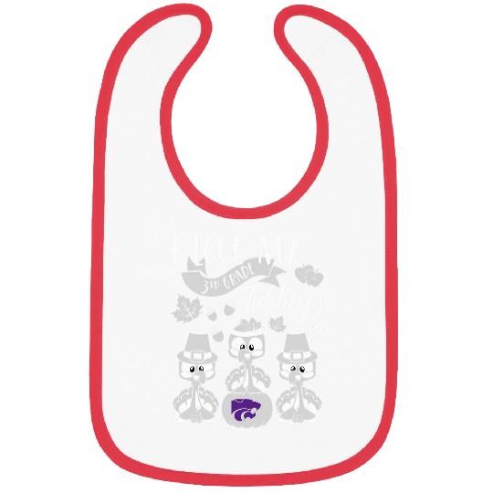 Kansas State Wildcats Teacher Love My 3rd Grade Turkeys Team Bibs