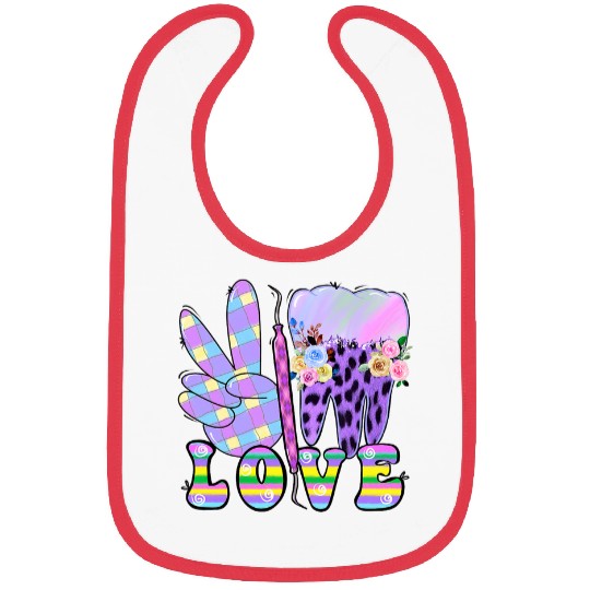 Peace Love Dental Purple nurses Cute Teeth Bibs