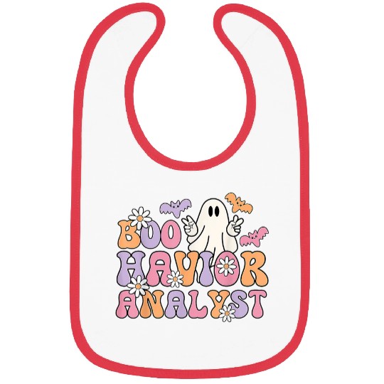 ABA Therapist BCBA Behavior Analyst Retro Boo Halloween 2 Bibs