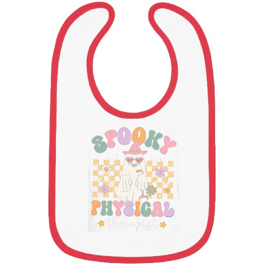 Retro Spooky Physical Therapist Halloween PT Cute ghosts DPT Bibs