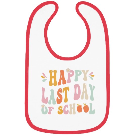 Happy Last Day Of School Groovy Teacher Student Graduation Bibs