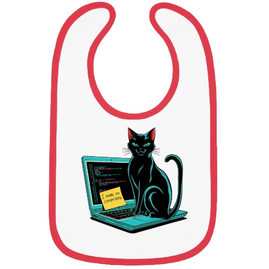 Cat I Work On Computers Coding Geek Design Bibs