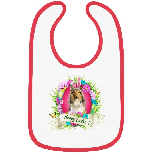 Happy Easter Scotch Collie Wearing Bunny Ear Eggs Cool Bibs