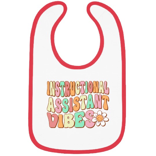 Retro Instructional Assistant Vibes Men Women Teacher Aide Bibs