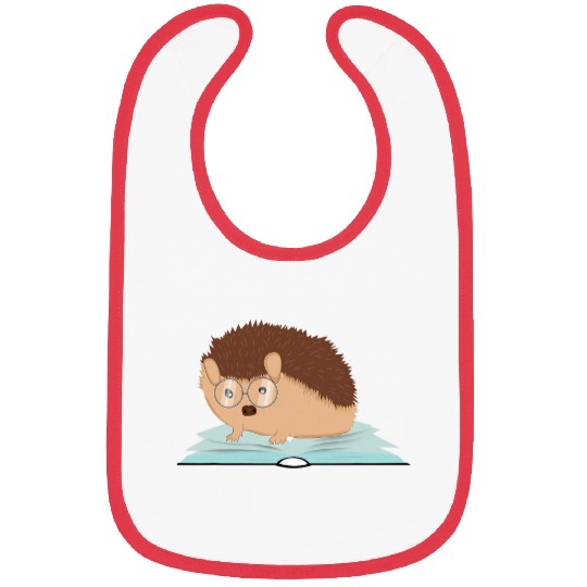 Hedgehog Funny Adorable Book Nerd Bookworm Student Bibs