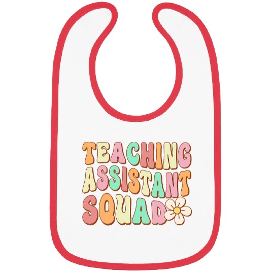 Teaching Assistant Squad Retro Groovy Teacher Aide Vibes Bibs