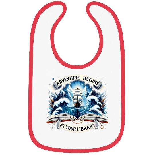 Adventure Begins At Your Library Book Lover Camping Hiking Bibs