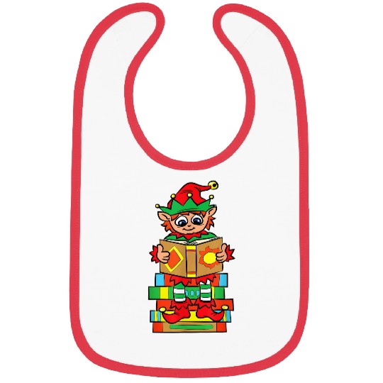 Elf Reading Book Lover Christmas Pajama Bookworms Reader Bibs