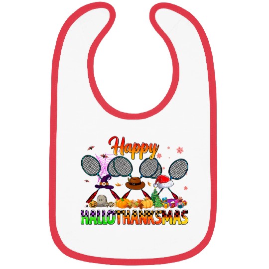 Happy Hallothanksmas Badminton Witch Hat Christmas Bibs