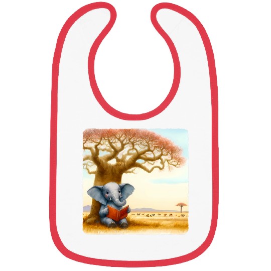 Elephant Reading Wildlife Conservation Book Baobab Tree Bibs
