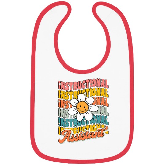 Instructional Assistant Daisy Flower Retro Teacher Aide Bibs