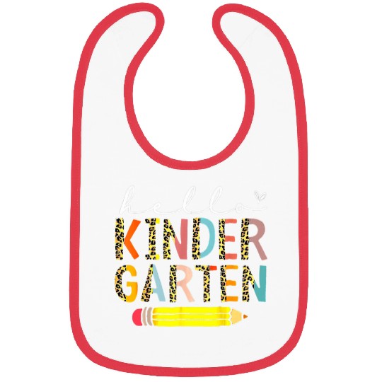 Hello Kindergarten Leopard Back To School Teacher Student Bibs