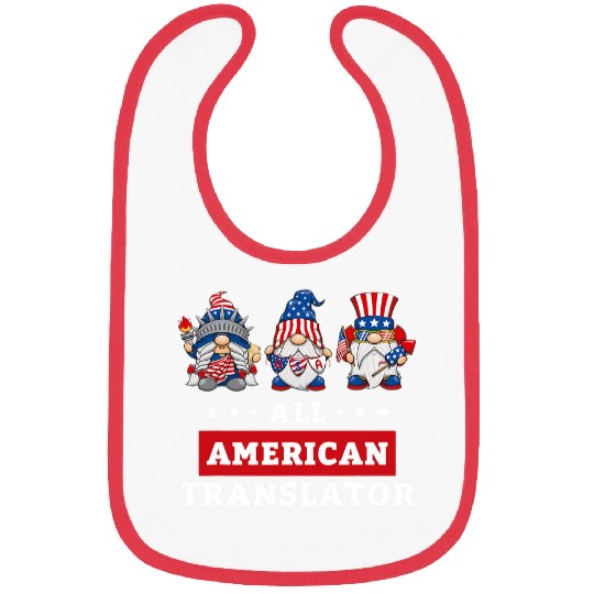 Translator Gnomes July 4th American Flag USA Bibs