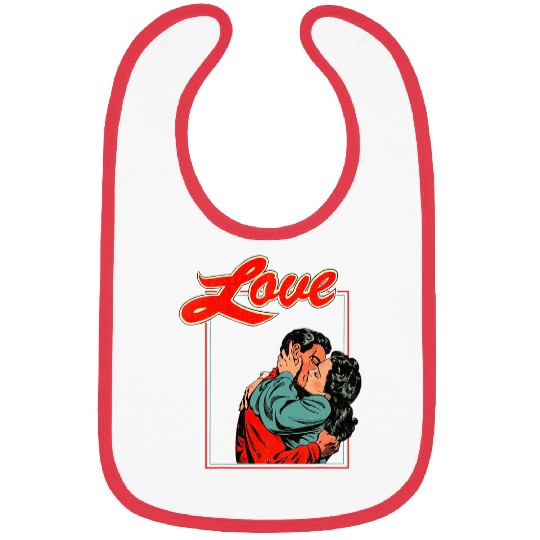 kisssing Couple Nostalgic Comic book vintages Pulp Love Bibs