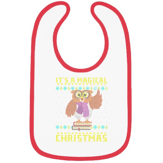 Its A Magical Christmas Wizard Nerd Book Funny Owl Bibs