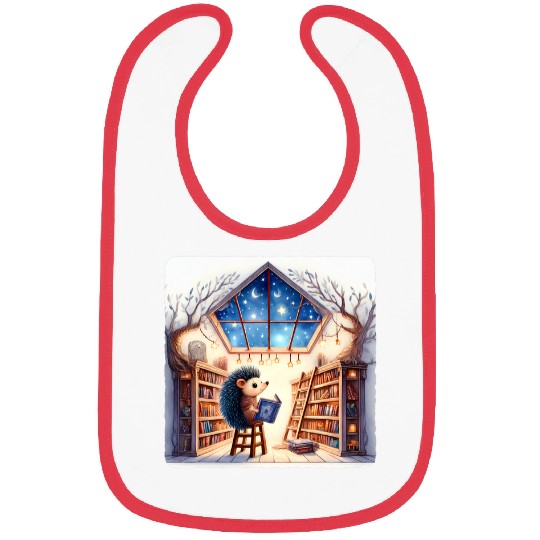 Hedgehog Reading Star Gazing Book Library Branches Stars Bibs