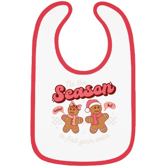 Speech Language Therapy Christmas Retro SLP Therapist Groovy Bibs