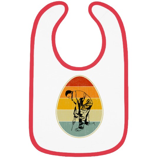 Retro Easter Egg Graphic Cool Easter Day Construction Worker Bibs