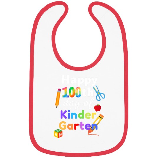Happy 100th day of Kindergarten Teacher Student tee Bibs