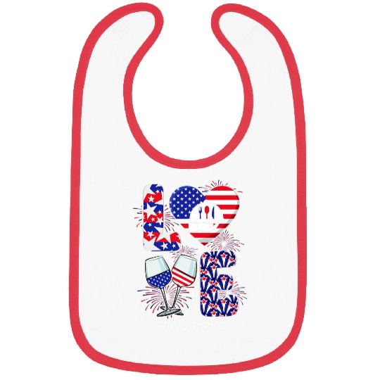 LOVE Costume Waitress 4th July American Flag Fireworks Bibs