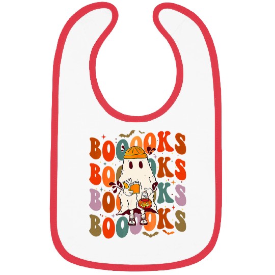 booooks groovy cute ghosts book reading halloween 2 Bibs