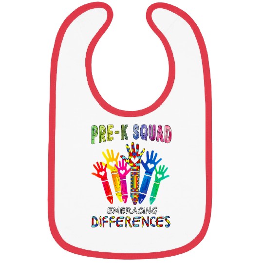Pre K Squad Embracing Differences Autism Teacher Bibs