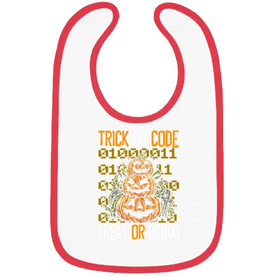 Trick or Code Treat or Debug Programmer Halloween Bibs
