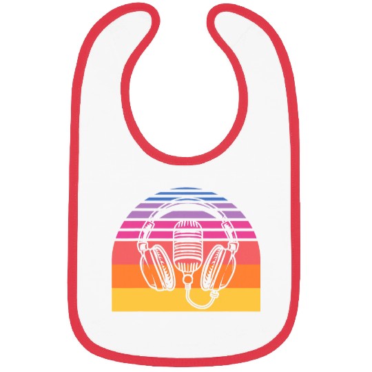 vintages Singer Vocalist Musician Retro Microphone Headphone 18 Bibs