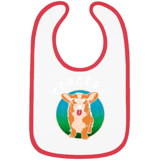 Funny Corgi Geek Corgeek Book Lovers Gift design 3 Bibs