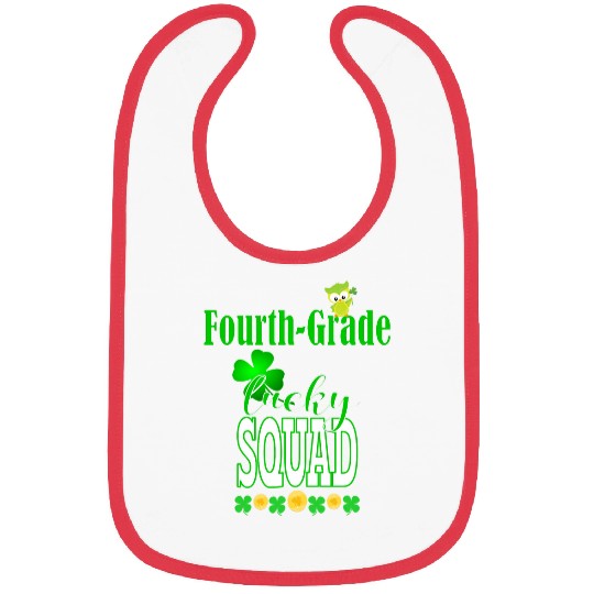 St Patricks Fourth Grade Teacher Student Cute Owl Squad Bibs