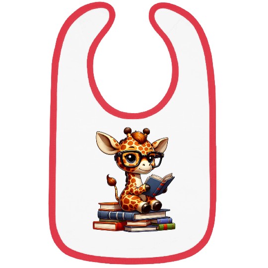 Funny giraffe reading Bookworm Book Lovers Bibs