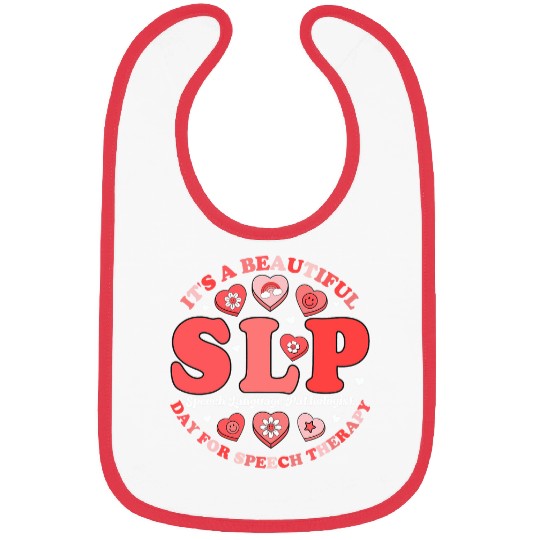 SLP Speech Therapy Pathologist Crew Groovy Valentines Hearts Bibs