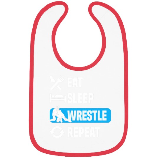 Funny Eat Sleep Wrestle Fighting Quote Heavyweight Design Bibs