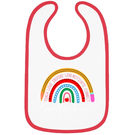 Substitute Teacher Boho Rainbow Back To School Bibs
