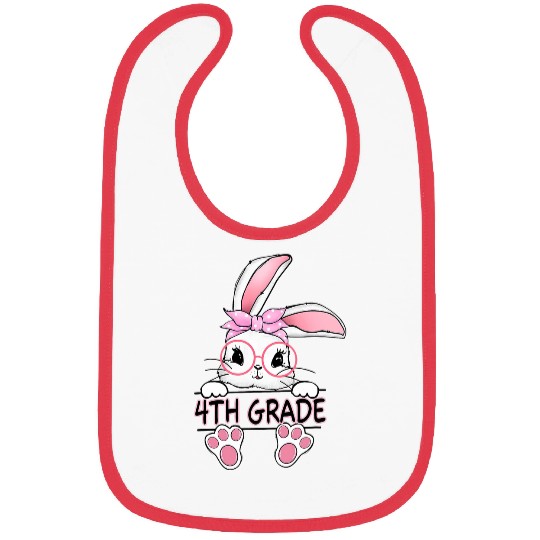 Love Bunny 4th Grade Student Easter Spring Rabbit School Bibs