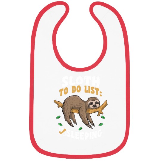 Sloth Sleeping To Do List Funny Lazy Sloth Bibs