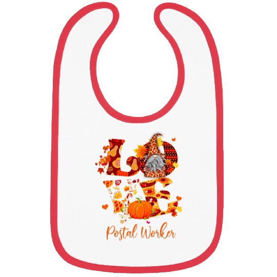 Fall Leopard LOVE Gnome Postal Worker Thanksgiving Bibs