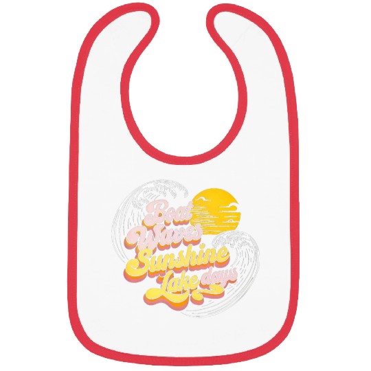 Funny Retro Boat Waves Sun Rays Lake Days Summer Sunset 1 Bibs