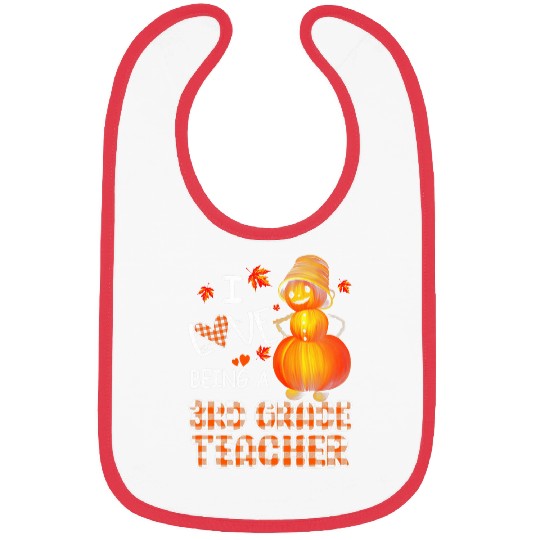 I Love Being A 3rd Grade Teacher Pumpkin Autumn Leopard Bibs
