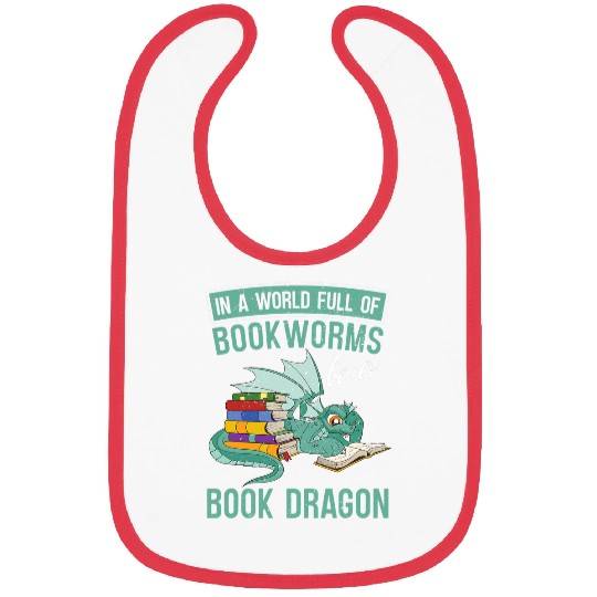 Book Dragon Funny Bookworm Fantasy Animal Book Reading Bibs