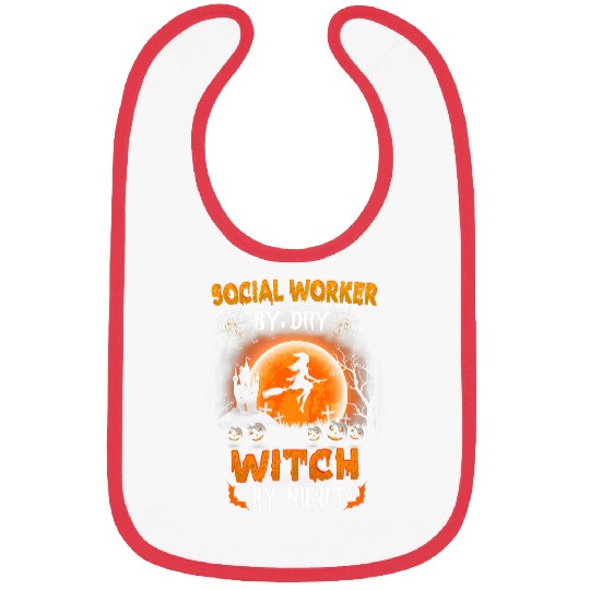 social worker by day witch by night halloween social worker Bibs