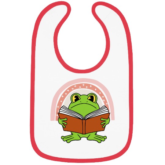 Cottagecore Frog and Book Rainbow Farmcore Bibs